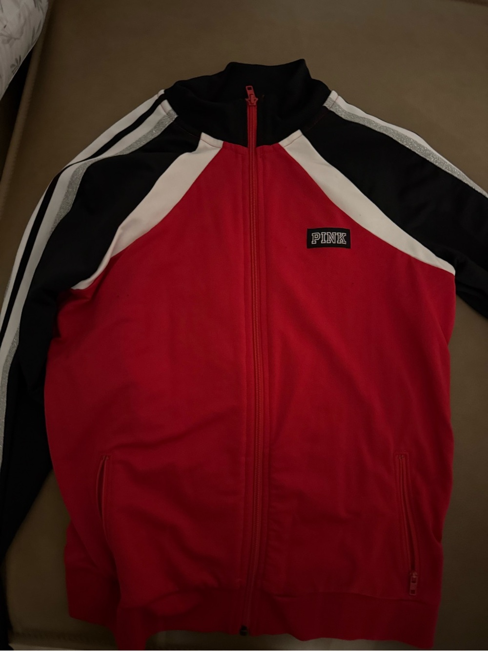 PINK Victoria's Secret Black, Red & White Logo Hoodie